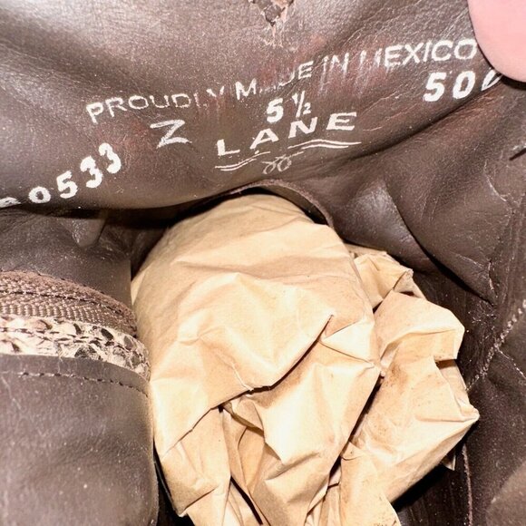 Lane PLAIN JANE Womens Short Cowboy Boots 5.5 Cowgirl Western Brown Animal Print - Picture 9 of 11